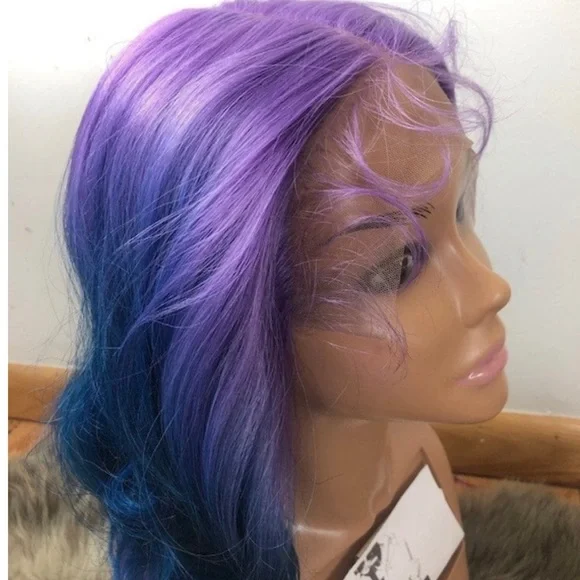 💫 22” PURPLE TRI OMBREMERMAID BODY WAVY CURLY LACE FRONT WIG *NEW*5” LACE PRT
